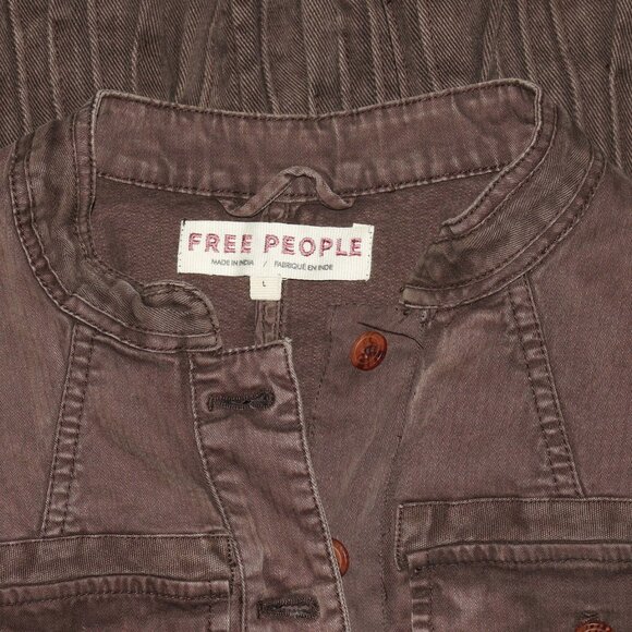 Free People Cassidy Jacket Coconut Shell Pockets Top New L - Picture 8 of 8